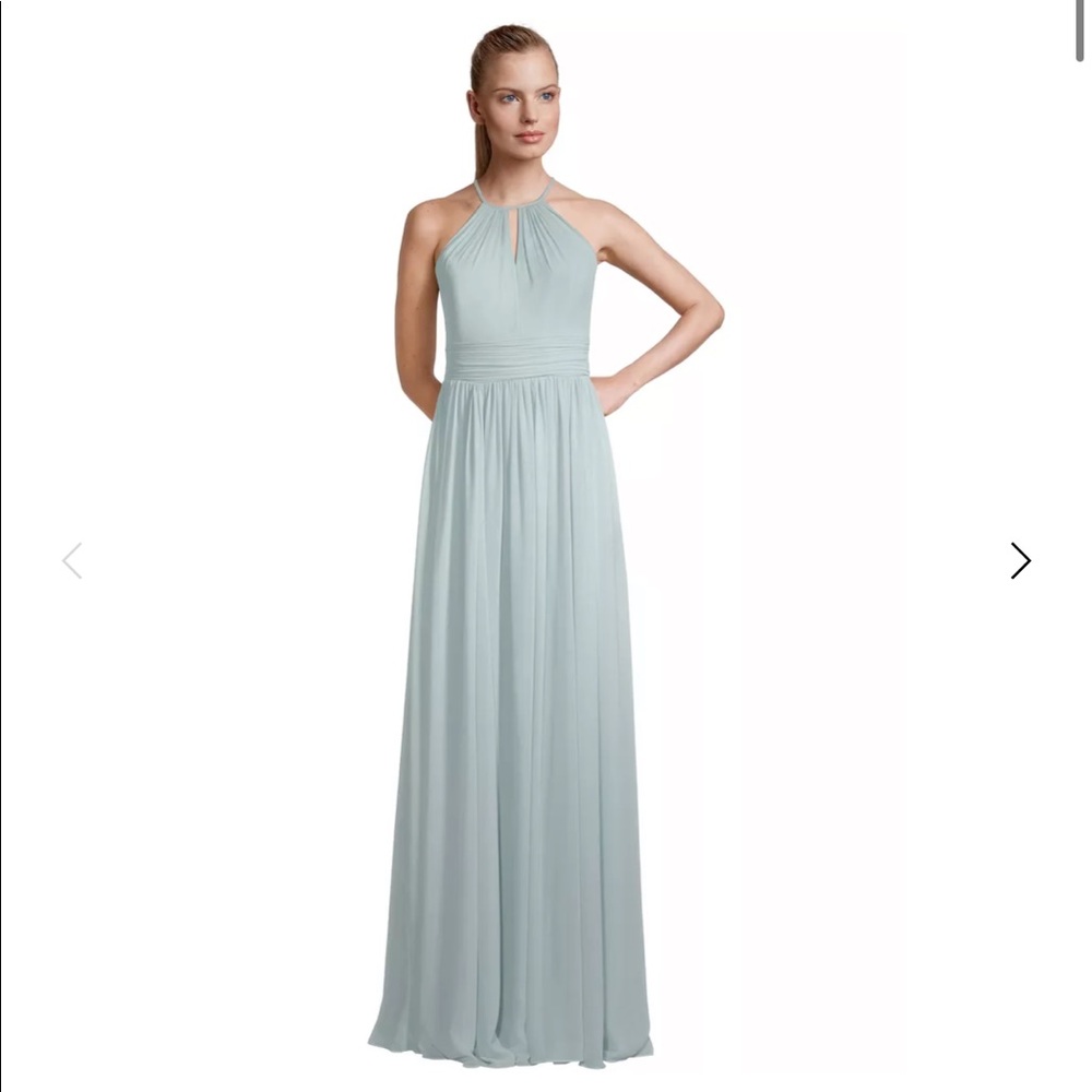 Bill Levkoff Chiffon Keyhole A-line Pale Blue Gown